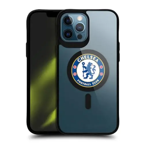 Head Case Designs Rasmiy litsenziyalangan Chelsea Football Club Badge Logo Icon Qora zarbaga chidamli bamper qutisi [Harbiy darajadagi himoya] bilan mos va MagSafe Apple iPhone 12 Pro bilan mos 