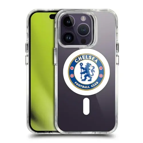 Head Case Designs Rasmiy litsenziyalangan Chelsea Football Club Badge Logotipi Icon zarbaga chidamli bamper g'ilofi [Harbiy darajadagi himoya] Apple iPhone 14 Pro bilan mos va MagSafe bilan mos 
