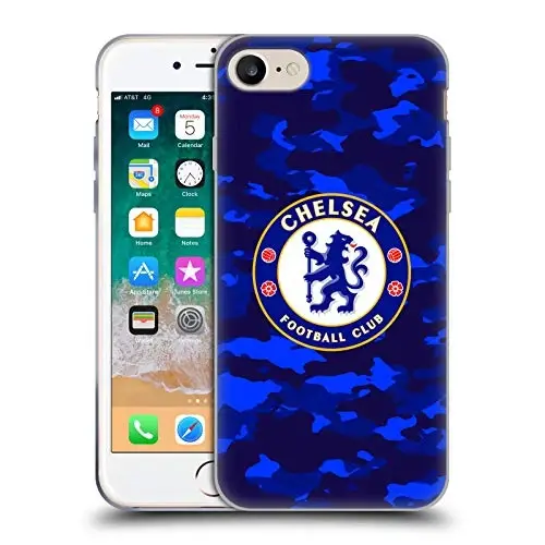 Head Case Designs Rasmiy litsenziyalangan Chelsea Football Club Kamuflaj Gerbi Gel G'ilofi [Harbiy Himoya Darajasi] Apple iPhone 7/8 / SE 2020 & 2022 bilan mos keladi 