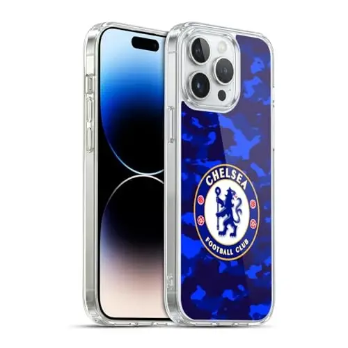 Head Case Designs Rasmiy litsenziyalangan Chelsea Football Club Kamuflaj Gerbi Jel G'ilofi [Harbiy Darajadagi Himoya] Apple iPhone 14 Pro Max bilan mos keladi - 4
