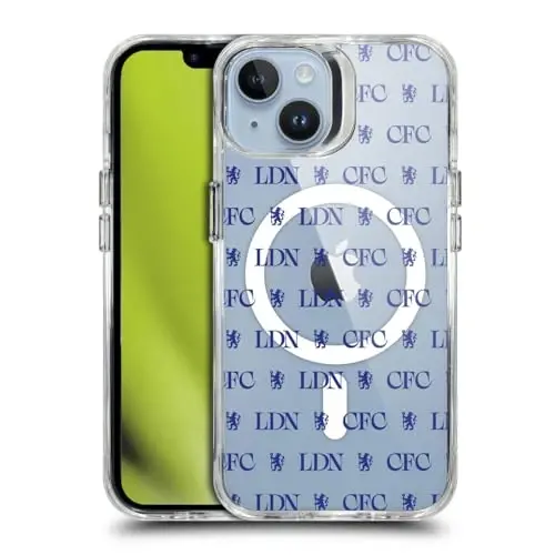 Head Case Designs rasmiy litsenziyalangan Chelsea Football Club Lions Pattern Logo Icon zarbaga chidamli bamper qutisi [Harbiy darajadagi himoya] Apple iPhone 14 bilan mos va MagSafe bilan mos 