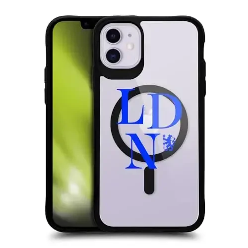 Head Case Designs Rasmiy litsenziyalangan Chelsea Football Club Logotype Logo Icon Qora zarbga chidamli bamper g'ilofi [Harbiy darajadagi himoya] mos va MagSafe Apple iPhone 11 bilan mos - 1