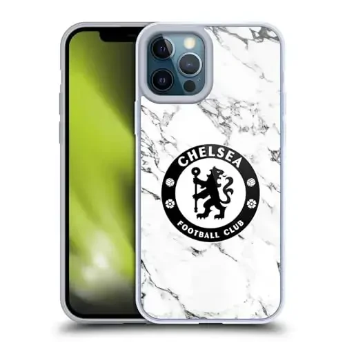 Head Case Designs Rasmiy litsenziyalangan Chelsea Football Club Oq Marmar Gerbi Gel G'ilof [Harbiy Darajadagi Himoya] Apple iPhone 12 Pro Max bilan mos va MagSafe bilan mos 