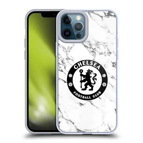 Head Case Designs Rasmiy litsenziyalangan Chelsea Football Club Oq Marmar Gerbi Gel G'ilof [Harbiy Darajadagi Himoya] Apple iPhone 12 Pro Max bilan mos va MagSafe bilan mos - 2