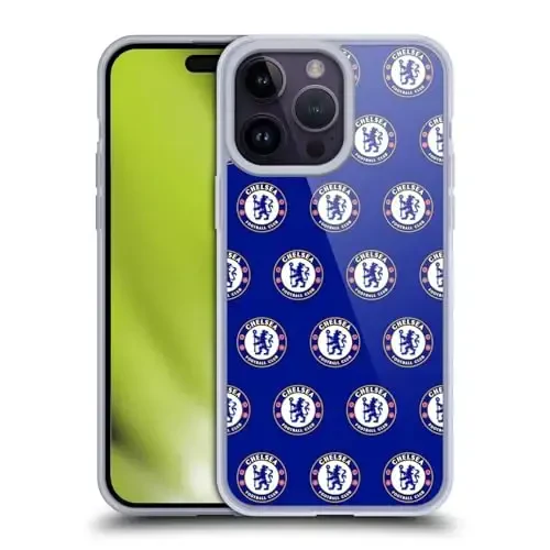 Head Case Designs Rasmiy litsenziyalangan Chelsea Football Club Pattern Crest Gel Case [Harbiy darajadagi himoya] Apple iPhone 14 Pro Max bilan mos va MagSafe bilan mos - 1