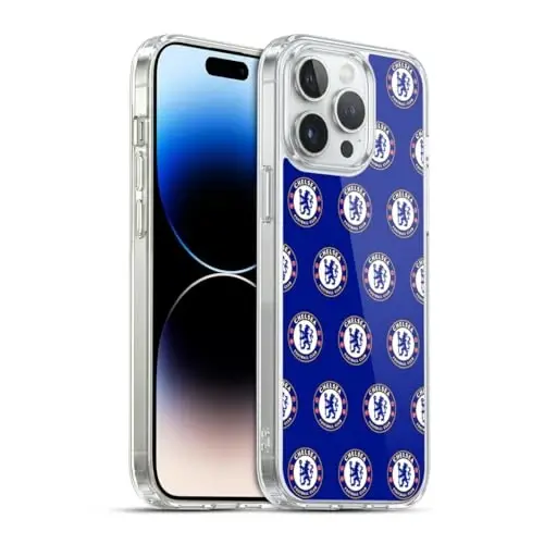 Head Case Designs Rasmiy litsenziyalangan Chelsea Football Club Pattern Crest Gel Case [Harbiy darajadagi himoya] Apple iPhone 14 Pro Max bilan mos va MagSafe bilan mos - 1