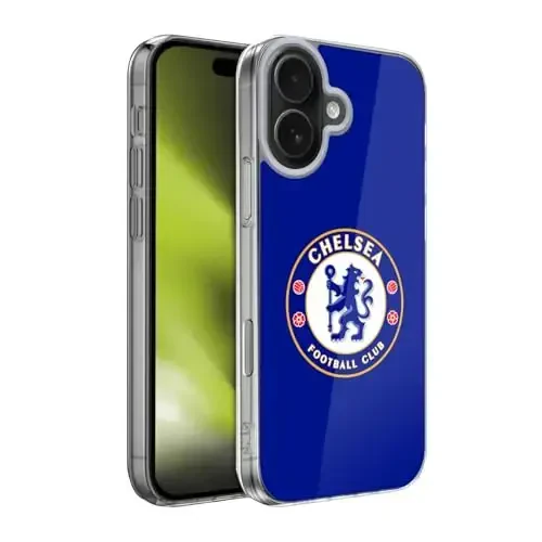Head Case Designs Rasmiy litsenziyalangan Chelsea Football Club Plain Blue Crest Gel Case [Harbiy darajadagi himoya] Apple iPhone 17 bilan mos 