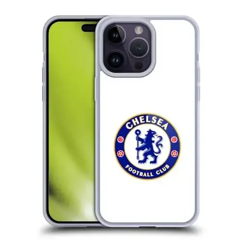 Head Case Designs Rasmiy litsenziyalangan Chelsea Football Club Plain White Crest Gel Case [Harbiy Darajadagi Himoya] Apple iPhone 14 Pro Max bilan mos va MagSafe bilan mos 