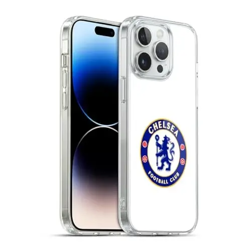 Head Case Designs Rasmiy litsenziyalangan Chelsea Football Club Plain White Crest Gel Case [Harbiy Darajadagi Himoya] Apple iPhone 14 Pro Max bilan mos va MagSafe bilan mos - 3