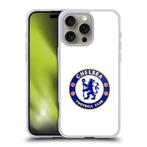 Head Case Designs rasmiy litsenziyalangan Chelsea Football Club Plain White Crest Gel Case [Harbiy darajadagi himoya] Apple iPhone 16 Pro Max bilan mos va MagSafe bilan mos - 1