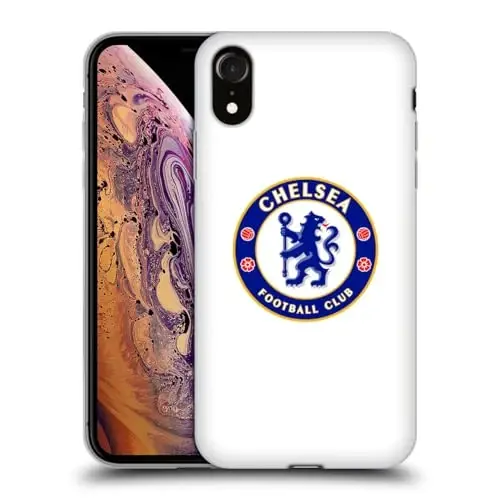 Head Case Designs Rasmiy litsenziyalangan Chelsea Football Club Plain White Crest Gel Case [Harbiy darajadagi himoya] Apple iPhone XR bilan mos 