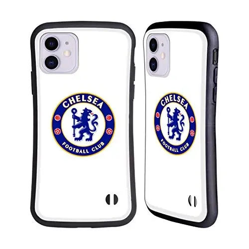 Head Case Designs Rasmiy litsenziyalangan Chelsea Football Club Plain White Crest Hybrid Case Apple iPhone 11 bilan mos keladi 