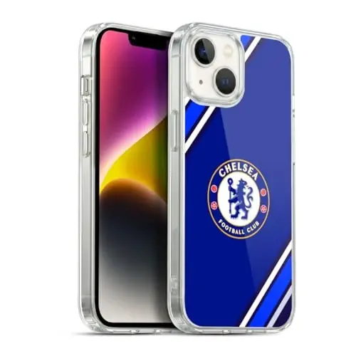 Head Case Designs Rasmiy litsenziyalangan Chelsea Football Club Stripes Crest Gel Case [Harbiy darajadagi himoya] Apple iPhone 14 bilan mos va MagSafe bilan mos - 5