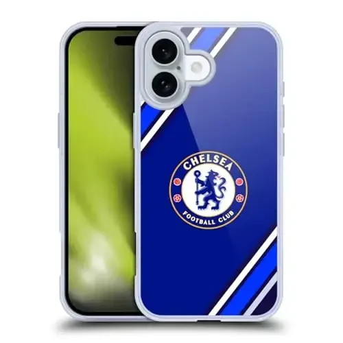 Head Case Designs rasmiy litsenziyalangan Chelsea Football Club Stripes Crest Gel Case [Harbiy darajadagi himoya] Apple iPhone 16 bilan mos va MagSafe bilan mos - HEAD CASE DESIGNS