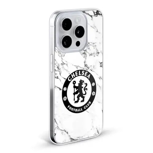 Head Case Designs Rasmiy litsenziyalangan Chelsea Football Club White Marble Crest Gel Case [Harbiy darajadagi himoya] Apple iPhone 14 Pro Max bilan mos va MagSafe bilan mos - HEAD CASE DESIGNS (1)