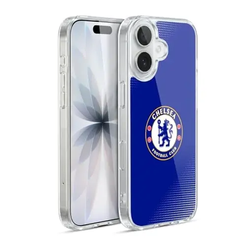 Head Case Designs rasmiy litsenziyalangan Chelsea futbol klubi Halftone Crest Gel Case [Harbiy darajadagi himoya] Apple iPhone 17 bilan mos 