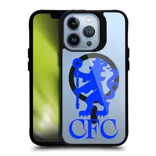 Head Case Designs Rasmiy litsenziyalangan Chelsea futbol klubi Lions Oversized Logo Icon Black zarbaga chidamli Bumper Case [Harbiy darajadagi himoya] bilan mos va MagSafe Apple iPhone bilan mos 