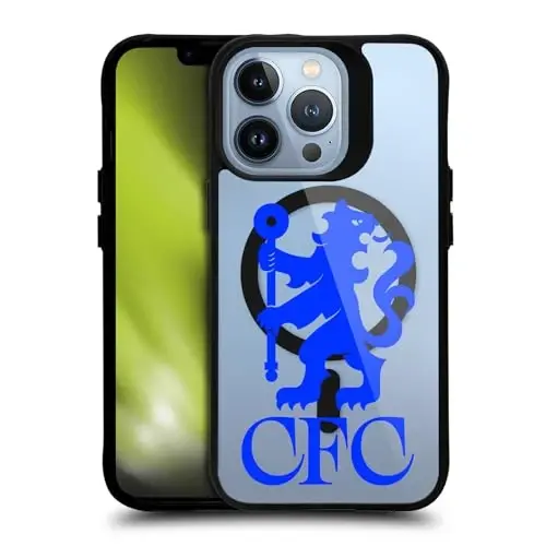 Head Case Designs Rasmiy litsenziyalangan Chelsea futbol klubi Lions Oversized Logo Icon Black zarbaga chidamli Bumper Case [Harbiy darajadagi himoya] bilan mos va MagSafe Apple iPhone bilan mos 