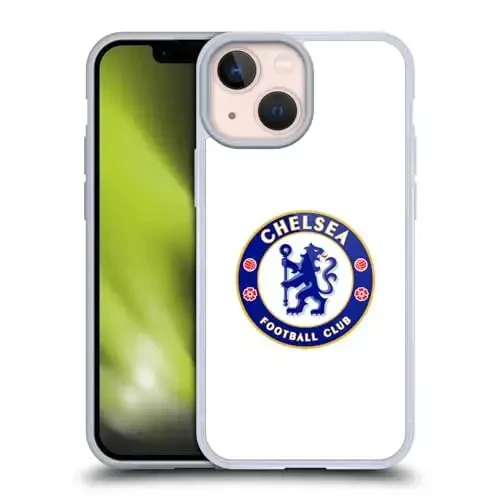 Head Case Designs Rasmiy Litsenziyalangan Chelsea Futbol Klubi Oddiy Oq Gerbli Gel G'ilof [Harbiy Darajadagi Himoya] Apple iPhone 13 Mini bilan mos va MagSafe bilan mos 