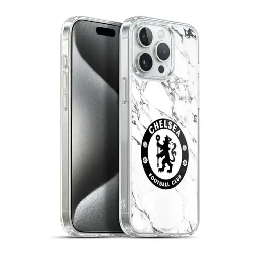 Head Case Designs Rasmiy litsenziyalangan Chelsea futbol klubi Oq marmar Crest Gel g'ilofi [Harbiy darajadagi himoya] Apple iPhone 15 Pro Max bilan mos va MagSafe bilan mos - 1