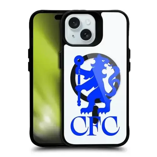 Head Case Designs Rasmiy litsenziyalangan Chelsea futbol klubi Sherlar Katta hajmdagi logotipi Icon Qora zarbaga chidamli bamper g'ilofi [Harbiy darajadagi himoya] mos va MagSafe Apple iPhone bilan mos - HEAD CASE DESIGNS