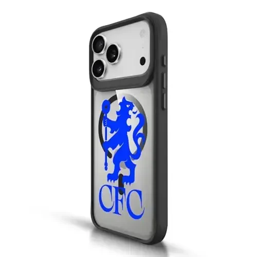Head Case Designs Rasmiy litsenziyalangan Chelsea futbol klubi Sherlar Katta hajmli Logotip belgisi Qora zarbaga chidamli bamper g'ilofi [Harbiy darajadagi himoya] bilan mos keladi va MagSafe Apple iPhone bilan mos keladi - HEAD CASE DESIGNS (1)