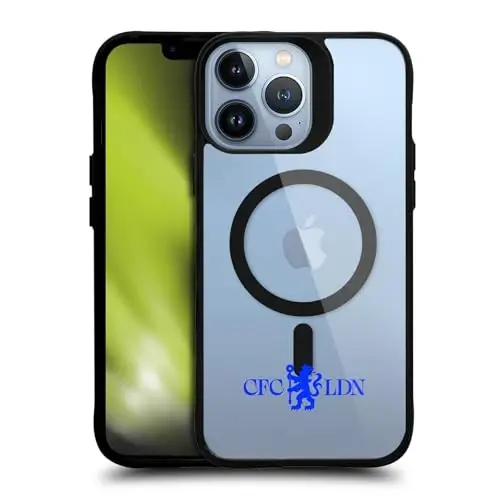 Head Case Designs Officially Licensed Chelsea Football Club Lions Minimalist Logo Icon Black Shockproof Bumper Case [Military Grade Protection] Compatible with and Compatible with MagSafe Apple - 1
