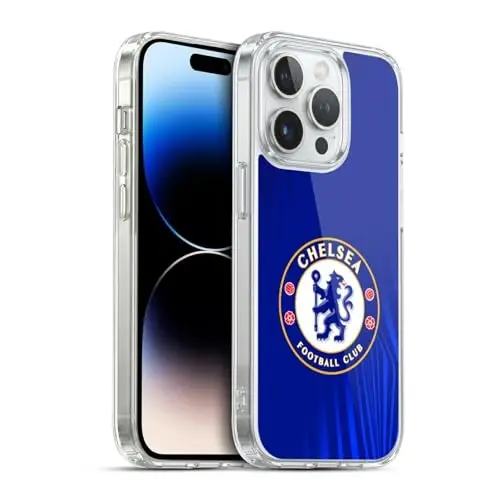 Head Case Designs Officially Licensed Chelsea Football Club Super Graphic Crest Gel Case [Military Grade Protection] Compatible with Apple iPhone 14 Pro - 3