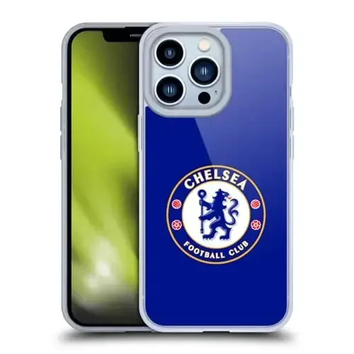 Head Case Designs rasmiy litsenziyalangan Chelsea futbol klubi tekis ko'k gerbli gel qutisi [Harbiy darajadagi himoya] Apple iPhone 13 Pro va MagSafe bilan mos keladi - HEAD CASE DESIGNS