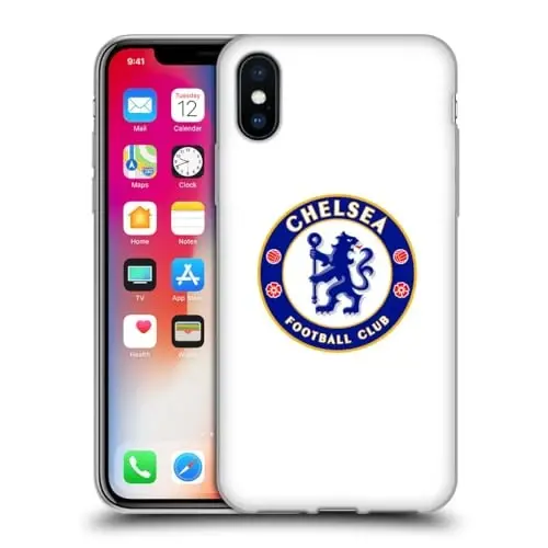 Head Case Designs Rasmiy litsenziyalangan Chelsea futbol klubi tekis oq gerbli gel g'ilofi [Harbiy darajadagi himoya] Apple iPhone X/iPhone Xs bilan mos keladi - HEAD CASE DESIGNS