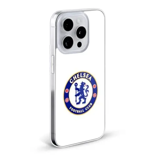 Head Case Designs Rasmiy litsenziyalangan Chelsea futbol klubining oddiy oq gerbli Gel g'ilofi [Harbiy darajadagi himoya] Apple iPhone 15 Pro bilan mos va MagSafe bilan mos 