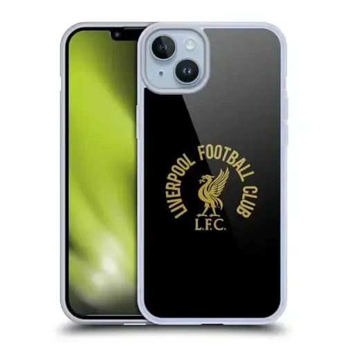 Head Case Designs rasmiy litsenziyalangan Liverpool Football Club Gold LFC On Black Liver Bird Gel Case [Harbiy darajadagi himoya] Apple iPhone 14 Plus bilan mos va MagSafe bilan mos - 1