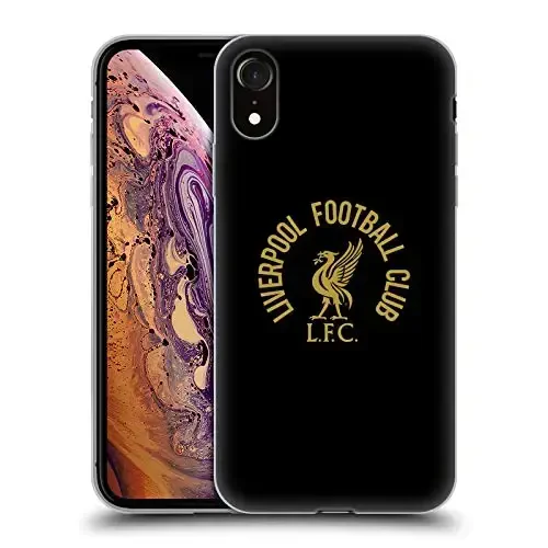 Head Case Designs Rasmiy litsenziyalangan Liverpool Football Club Gold LFC On Black Liver Bird Gel Case [Harbiy darajadagi himoya] Apple iPhone XR bilan mos 