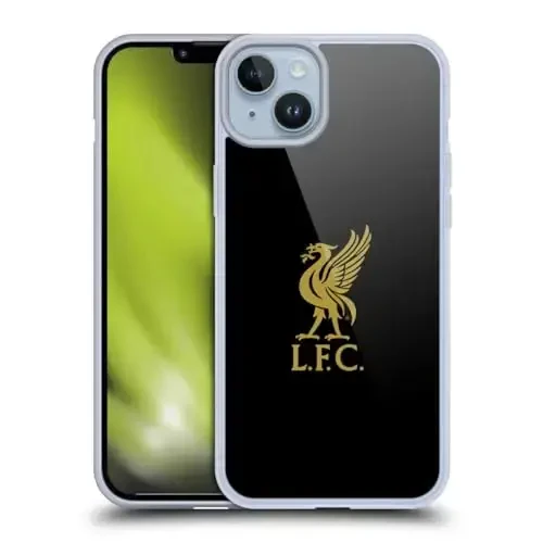 Head Case Designs Rasmiy litsenziyalangan Liverpool Football Club Gold Logo On Black Liver Bird Gel Case [Harbiy darajadagi himoya] Apple iPhone 14 Plus bilan mos keladi 