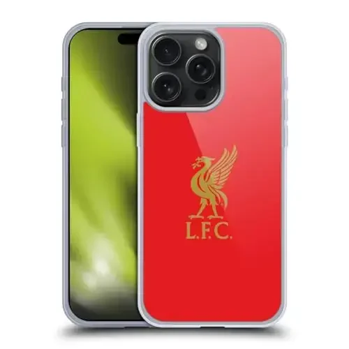 Head Case Designs Rasmiy litsenziyalangan Liverpool Football Club Oltin Logosi Qizil Jigar Qush Gel G'ilofi [Harbiy Darajadagi Himoya] Apple iPhone 15 Pro Max bilan mos va MagSafe bilan mos 