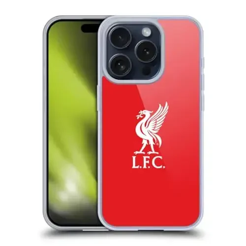 Head Case Designs Rasmiy litsenziyalangan Liverpool Football Club Oq Logotipi Qizil Liver Bird Gel G'ilofi [Harbiy Darajadagi Himoya] Apple iPhone 15 Pro bilan mos keladi 