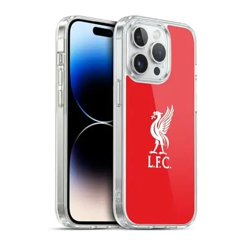 Head Case Designs Officially Licensed Liverpool Football Club White Logo in Red Liver Bird Gel Case [Military Grade Protection] Compatible with Apple iPhone 13 Pro - 1
