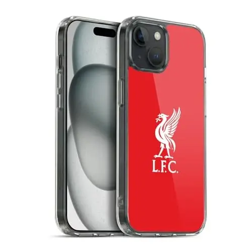 Head Case Designs rasmiy litsenziyalangan Liverpool Football Club White Logo in Red Liver Bird Gel Case [Harbiy darajadagi himoya] Apple iPhone 15 Plus bilan mos - 1