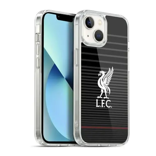 Head Case Designs Rasmiy litsenziyalangan Liverpool Football Club White On Black Kit Liver Bird Gel Case [Harbiy darajadagi himoya] Apple iPhone 13 bilan mos va MagSafe bilan mos 