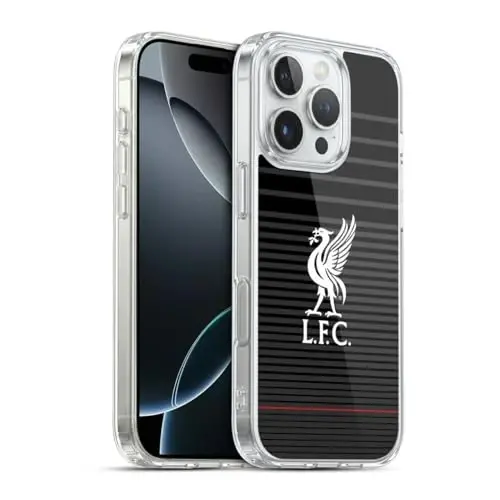 Head Case Designs Rasmiy Litsenziyalangan Liverpool Football Club White On Black Kit Liver Bird Soft Gel Case Apple iPhone 16 Pro bilan mos - 1