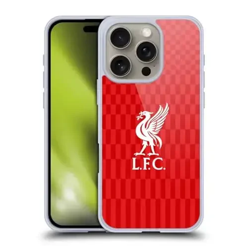 Head Case Designs Rasmiy litsenziyalangan Liverpool Football Club White On Red Kit Liver Bird Gel Case [Harbiy darajadagi himoya] Apple iPhone 16 Pro va MagSafe bilan mos keladi 