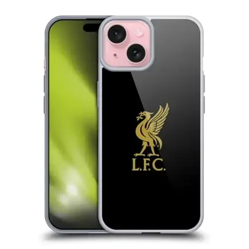 Head Case Designs Rasmiy litsenziyalangan Liverpool Futbol Klubi Oltin Logotipi Qora Liver Bird Gel G'ilofi [Harbiy Darajadagi Himoya] Apple iPhone 15 bilan mos keladi - 1
