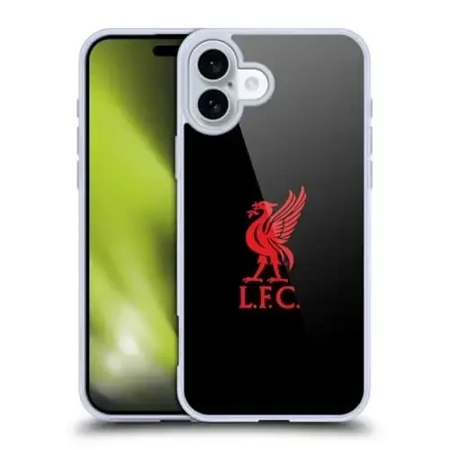 Head Case Designs rasmiy litsenziyalangan Liverpool futbol klubi qizil logotipi qora Liver Bird gel qutisi [Harbiy darajadagi himoya] Apple iPhone 16 Plus bilan mos 