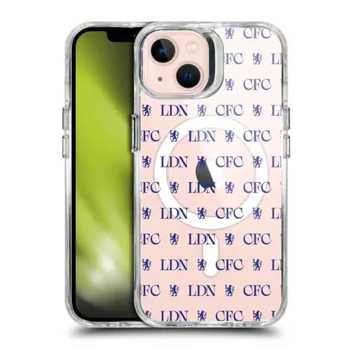 Head Case Designs Officially Licensed Chelsea Football Club Lions Pattern Logo Icon Shockproof Bumper Case [Military Grade Protection] Compatible with Apple iPhone 13 and Compatible with MagSafe - 1