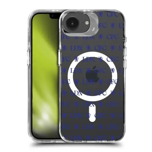Head Case Designs Officially Licensed Chelsea Football Club Lions Pattern Logo Icon Shockproof Bumper Case [Military Grade Protection] Compatible with Apple iPhone 16e and Compatible with MagSafe - 1