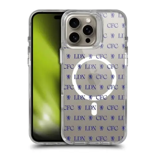 Head Case Designs Officially Licensed Chelsea Football Club Lions Pattern Logo Icon Shockproof Bumper Case [Military Grade] Compatible with Apple iPhone 16 Pro Max and Compatible with MagSafe - 1