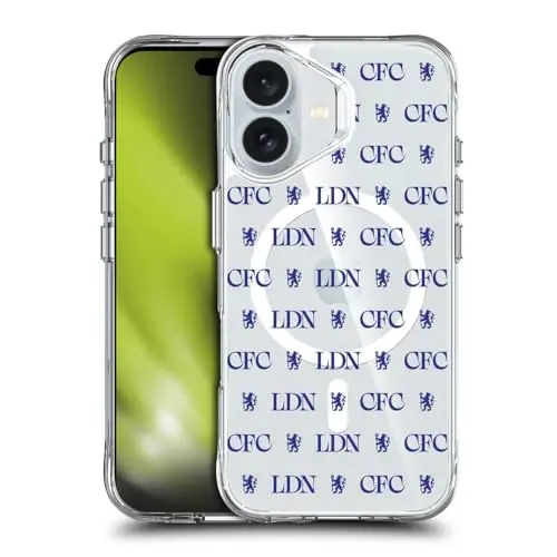 Head Case Designs Officially Licensed Chelsea Football Club Lions Pattern Logo Icon Shockproof Bumper Case [Military Grade Protection] Compatible with Apple iPhone 16 and Compatible with MagSafe - 1