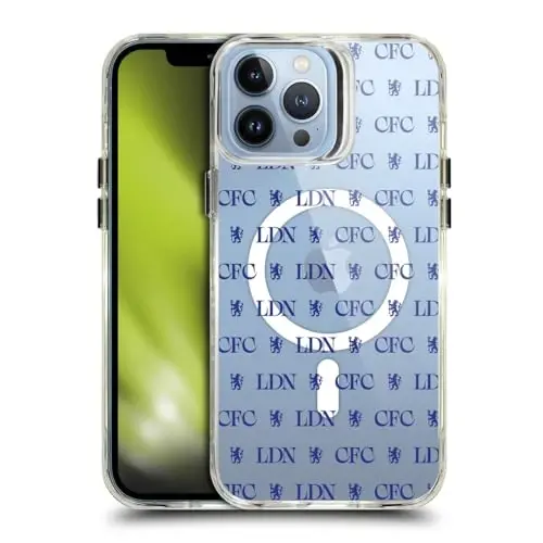 Head Case Designs Officially Licensed Chelsea Football Club Lions Pattern Logo Icon Shockproof Bumper Case [Military Grade] Compatible with Apple iPhone 13 Pro Max and Compatible with MagSafe 