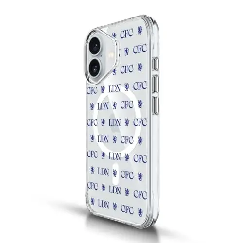 Head Case Designs Officially Licensed Chelsea Football Club Lions Pattern Logo Icon Shockproof Bumper Case [Military Grade] Compatible with Apple iPhone 15 Pro Max and Compatible with MagSafe - 1