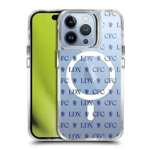 Head Case Designs Officially Licensed Chelsea Football Club Lions Pattern Logo Icon Shockproof Bumper Case [Military Grade Protection] Compatible with Apple iPhone 13 Pro and Compatible with MagSafe 